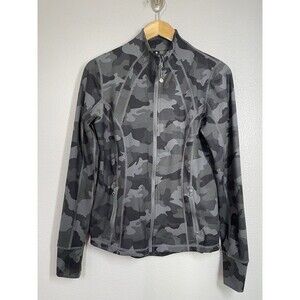 Yogalicious LUX Jacket Womens Size Small S Gray Camo Active Full Zip Thumbholes
